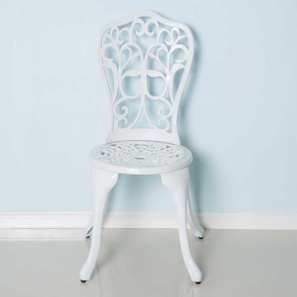 3 Piece Antique Style Outdoor Bistro Set, Patio Table and Chairs with Umbrella Hole, White