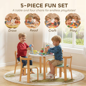 Children's wooden table and chairs set, green