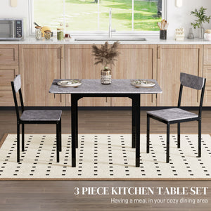 Folding table and chairs set for 2 people, grey