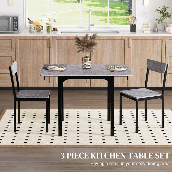 Folding table and chairs set for 2 people, grey