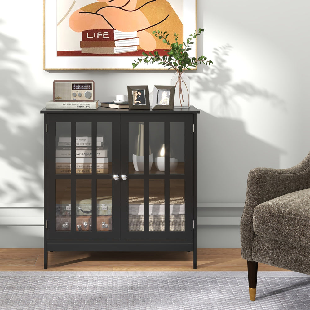 2-Door Kitchen Buffet, Modern Storage Cabinet, Black
