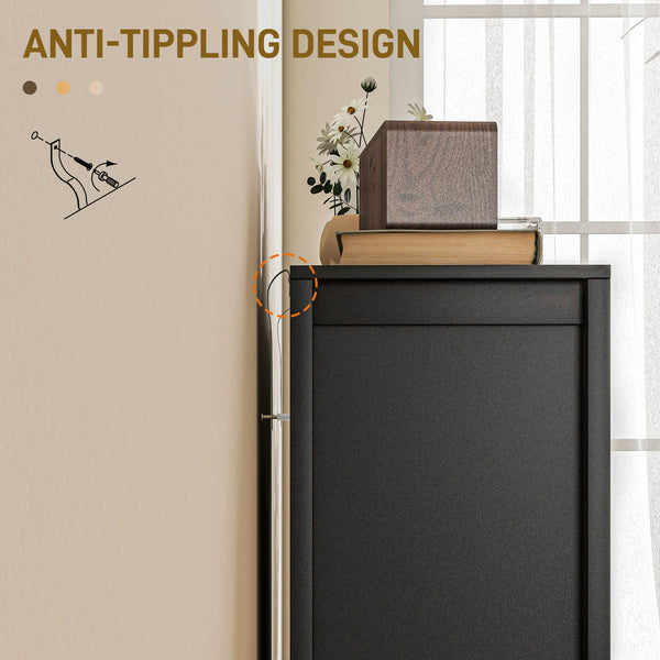 Sideboard Buffet, Kitchen Storage Cabinet with Barn Door and Adjustable Shelves, Storage Pantry, Black Oak