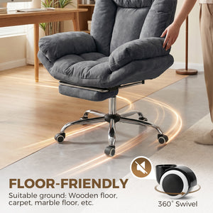 Large office chair with footrest, dark gray
