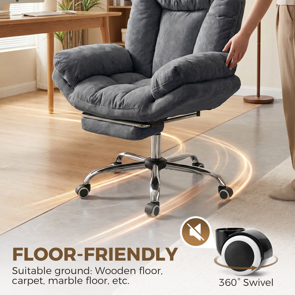 Large office chair with footrest, dark gray