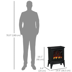 750W/1500W Black Electric Fireplace Stove