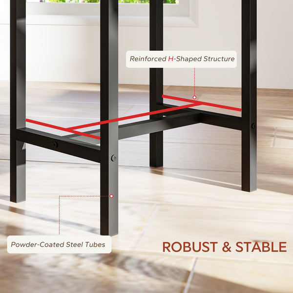 Dining Set for 4-6 People, with 2 Benches and 2 Stools, for Small Spaces, Black