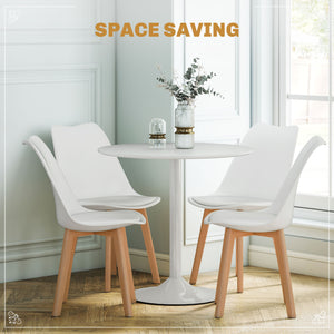 Round dining table set for 4 people for small spaces, apartment, white