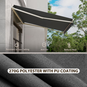 10' x 8' Electric Retractable Automatic Blinds with Remote Control, Crank Handle and Aluminum Frame, Gray