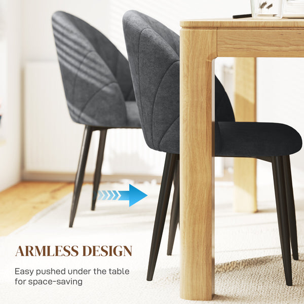 Set of 4 modern upholstered chairs with metal legs, black