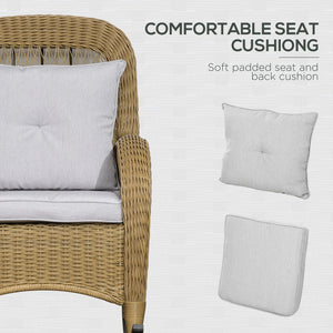 Rattan rocking chair with cushion, light grey
