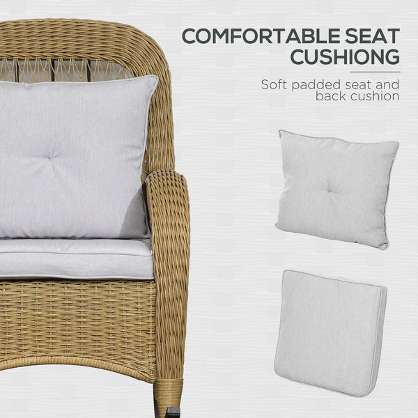 Rattan rocking chair with cushion, light grey