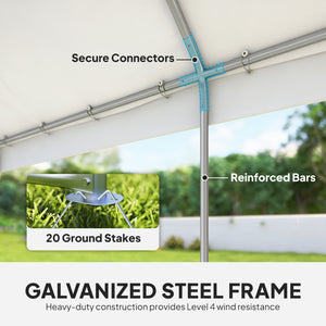 13 x 20 ft white party tent with windows