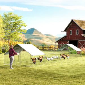 Metal chicken coop with waterproof and UV-resistant cover
