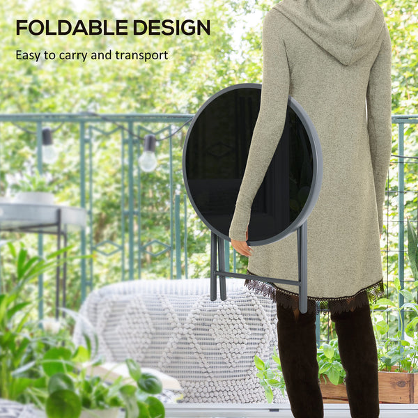 Round folding outdoor side table, black
