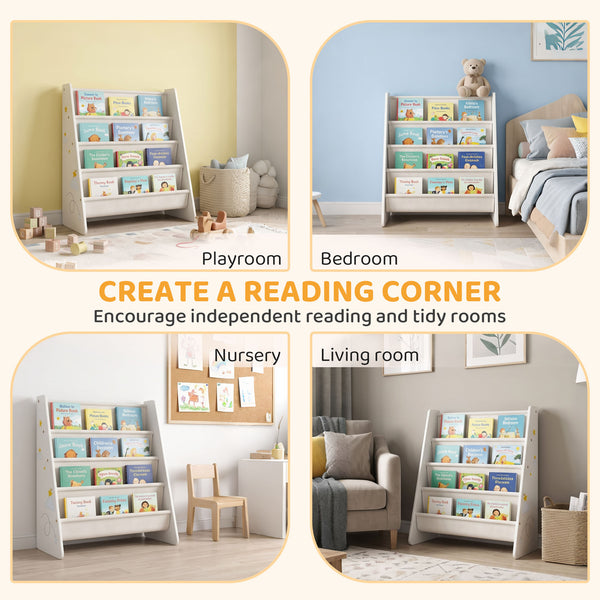 4-tier children's bookcase with open display shelf for books