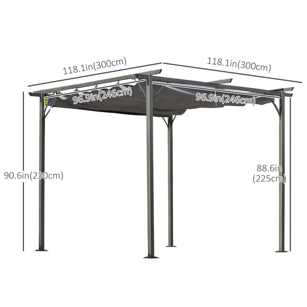 Retractable pergola 10 x 10, grey