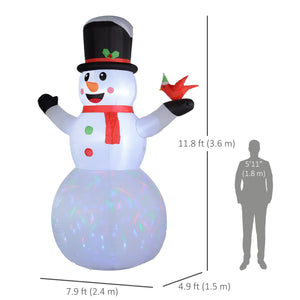 12ft Christmas Inflatable Snowman with Colorful Rotating LED Light