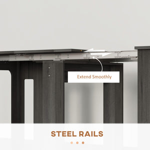 Folding and extendable table, kitchen table for small spaces, up to 6 people, gray