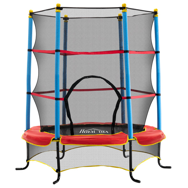Trampoline 4,6 pieds avec filet de sécurité et coussin de protection, multicolore