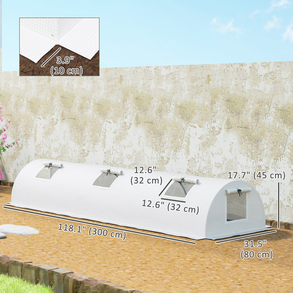 Portable mini greenhouse with 5 mesh windows and steel frame