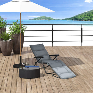 Reclining lounge chair with 6-position adjustable backrest, grey
