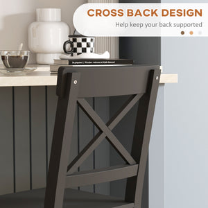 Set of 2 wooden bar stools, black