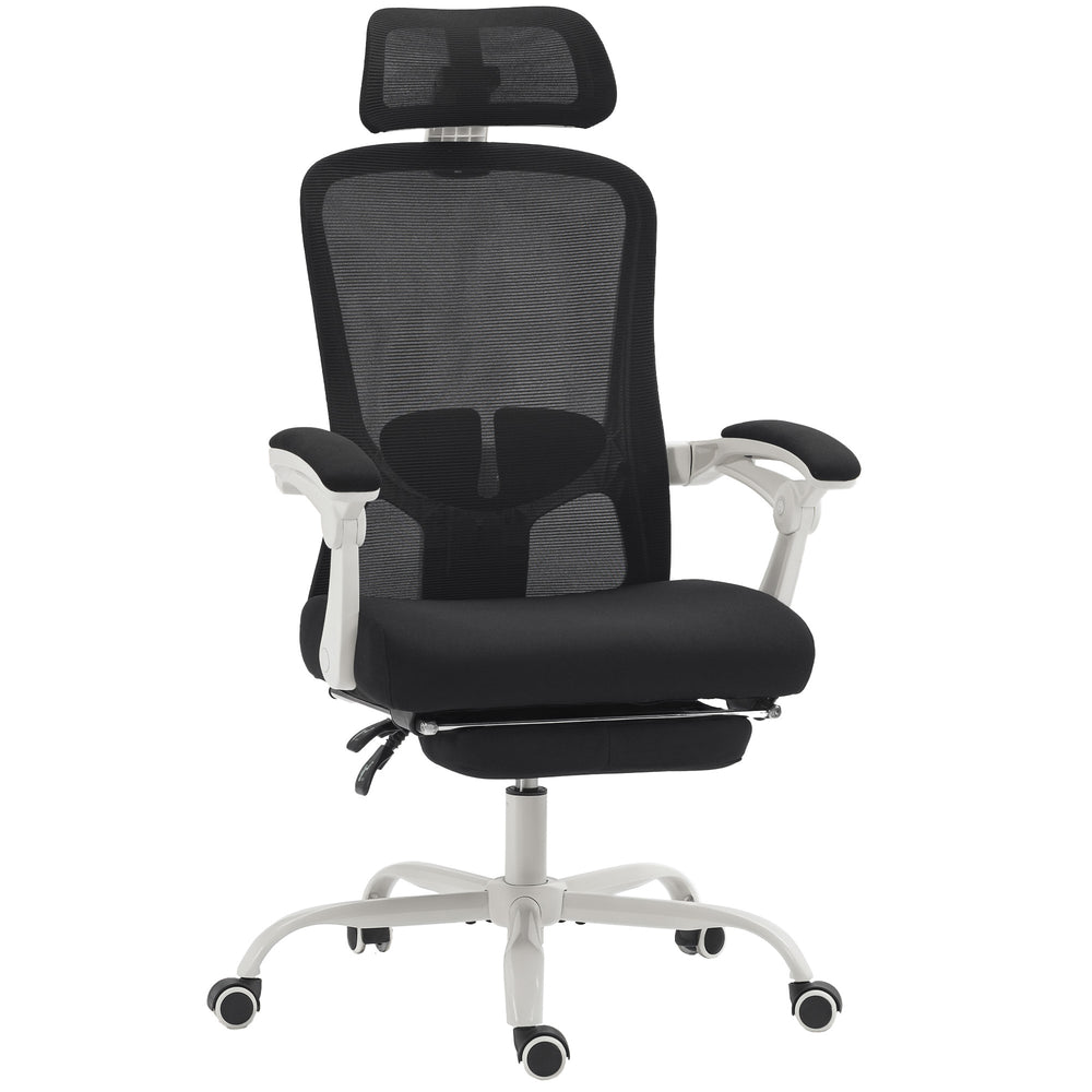 Ergonomic reclining mesh office chair with adjustable lumbar support and headrest, black