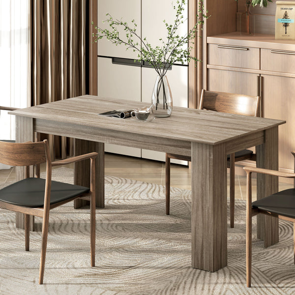 Kitchen table for 4 to 6 people, wood effect, grey 