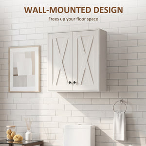 Bathroom wall cabinet with 2 doors and adjustable shelves, white
