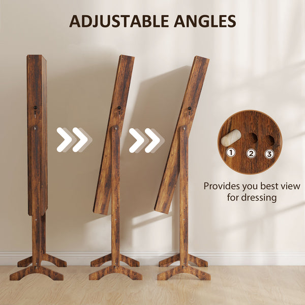 Lockable Jewelry Cabinet with LED Lighting and Storage, Rustic Brown