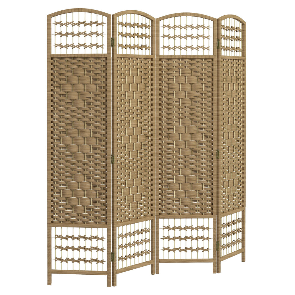 4-panel folding partition wall made of corrugated fiber, natural color