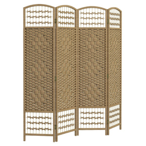 4-panel folding partition wall made of corrugated fiber, natural color
