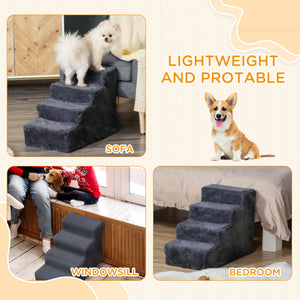 4-step dog ramp with removable cover, dark grey