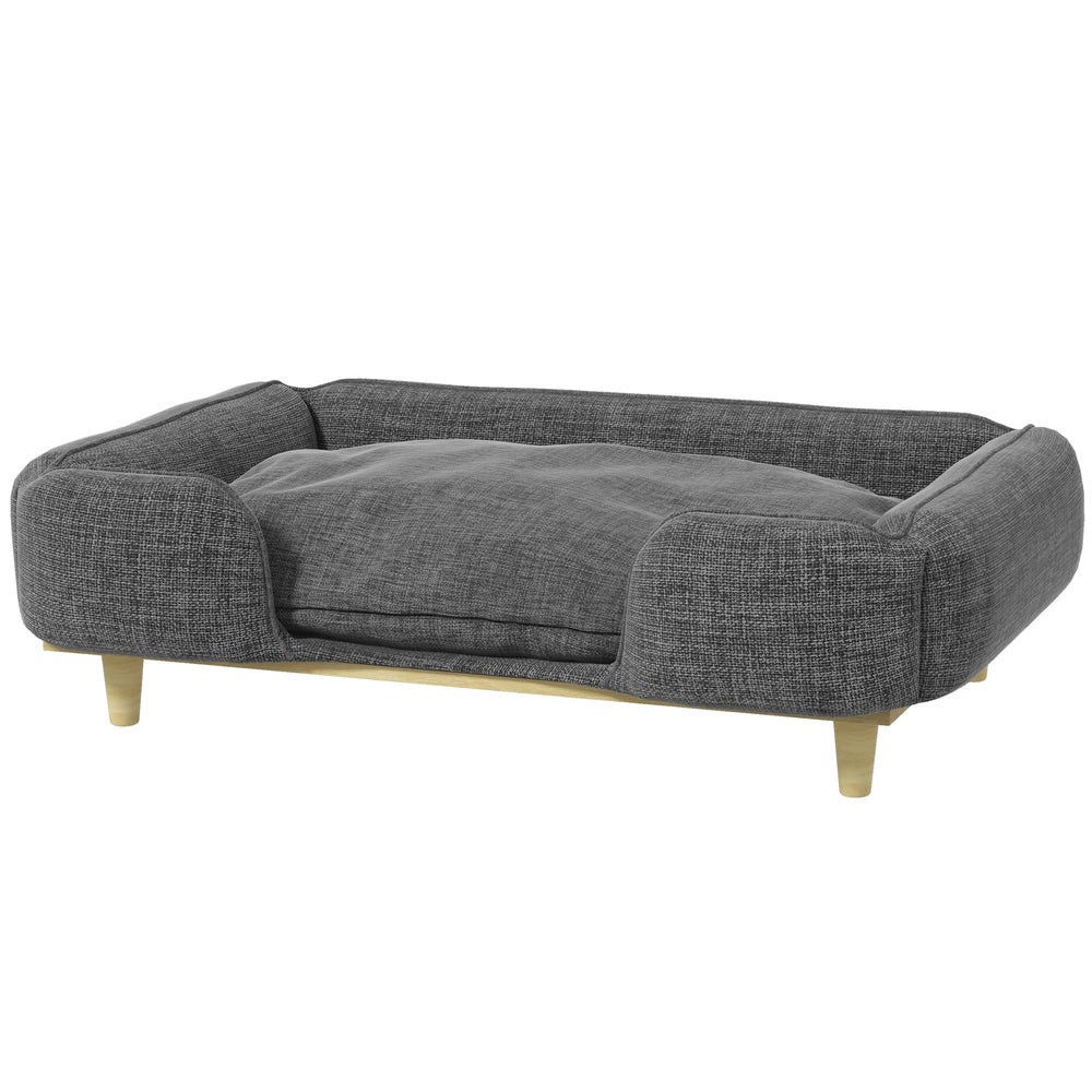Washable Raised Dog Sofa for Large Dogs with Non-Slip Pads, Dark Grey