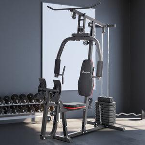 Multi-function strength training machine for lat pulldowns and leg exercises