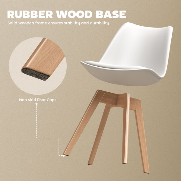 Set of 6 rubberwood dining chairs with PU leather cushions for living room, bedroom