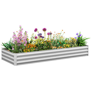 Galvanized raised planter, silver