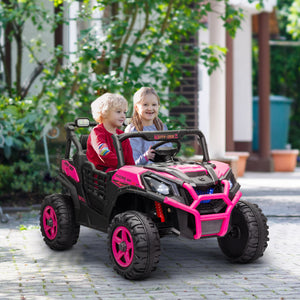 24V 2-seater vehicle with remote control and spring suspension, pink