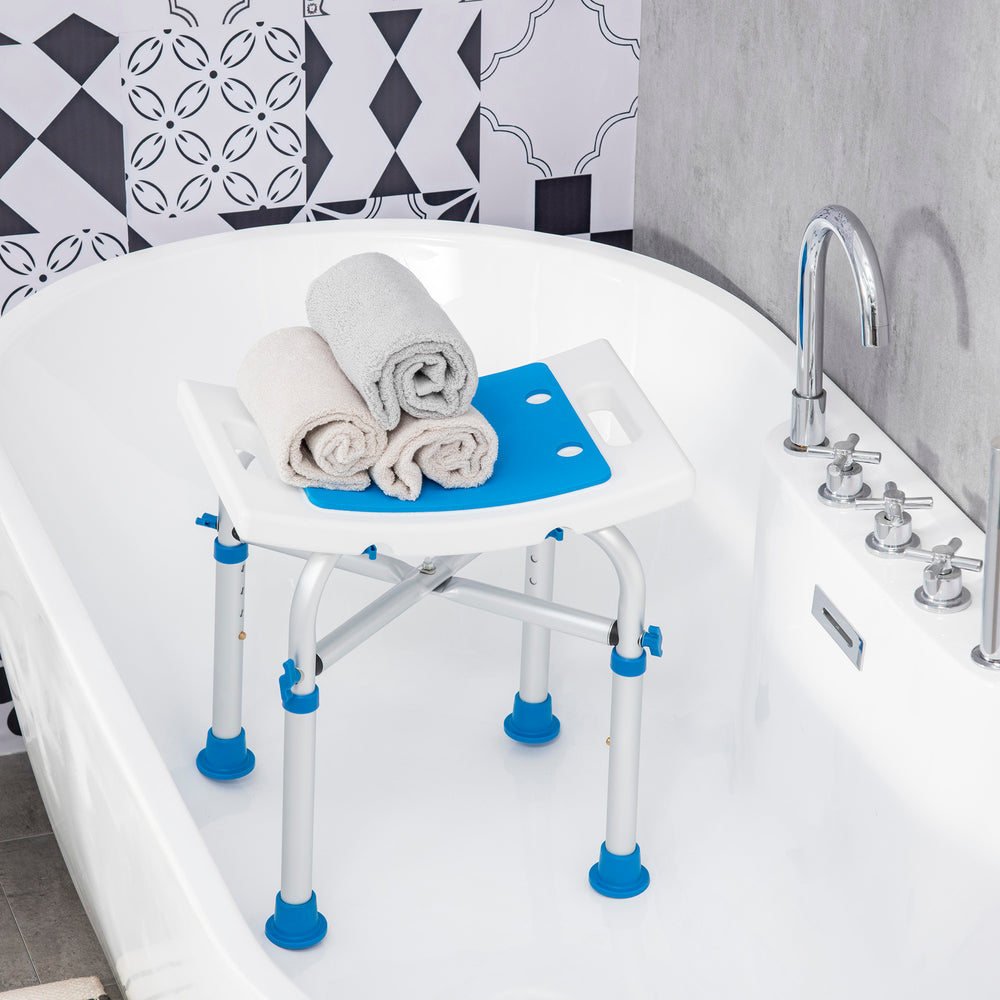 Height-adjustable shower chair with suction cup feet