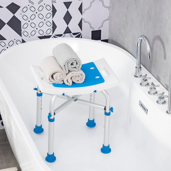 Height-adjustable shower chair with suction cup feet