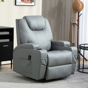 Reclining massage chair with 8 vibration points, light gray