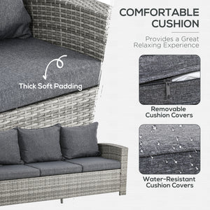 6 Piece Rattan Garden Furniture Set with 3 Seater Sofa, Armchairs, Footstool and Table, Light Grey