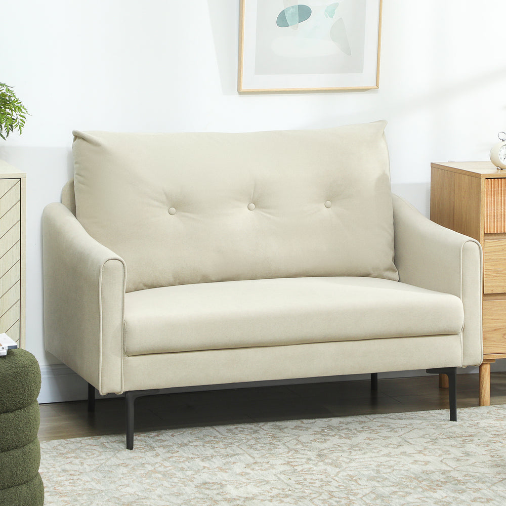 2 seater sofa with high resilience foam and thick padding, cream white