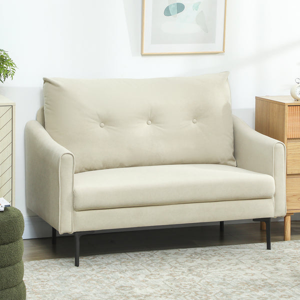 2 seater sofa with high resilience foam and thick padding, cream white