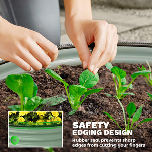 Set of 2 raised garden beds with safety edging, green