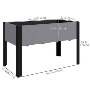 Raised Bed with Legs, Metal and Wood Frame for Garden and Patio, Grey