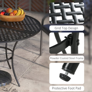 Round outdoor dining table with parasol hole