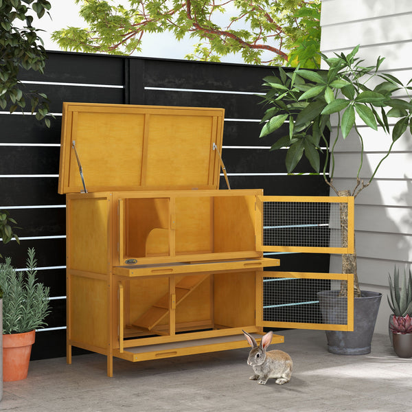 Wooden hutch with 2 large main compartments