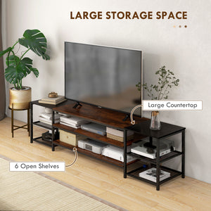 TV stand for TVs up to 80 inches with storage shelf and steel frame