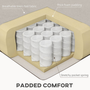 Convertible sofa bed in tufted fabric with adjustable backrest, beige